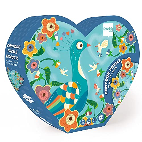 SCRATCH 276181135 Konturpuzzle für Kinder, Shape Puzzle Pfau 40, Teile von Scratch Europe