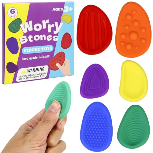 6 Stück Fidget Toys Sensory Stones, Sensorik Spielzeug Anti Stress Spielzeug, Stimming Toys Autism, Stressberuhigendes Spielzeug Für Kinder Erwachsene von SCROLIEY