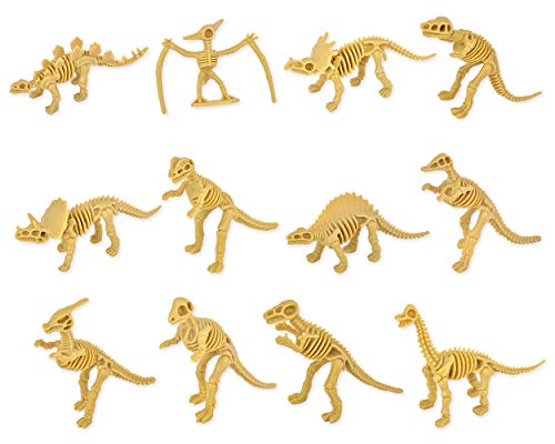 SCSpecial 12 Stücke Dinosaurier Fossilien für Kinder Verschiedene Dino Knochen Skelett Spielzeugfiguren PVC für Wissenschaft Spielen Belohnungen Dino Sand Dig Parteibevorzugung von SCSpecial