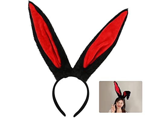 SCSpecial Easter Stirnband Bunny Ears Stirnband Kaninchenohr Haarschmuck (42cm, Schwarz) von SCSpecial