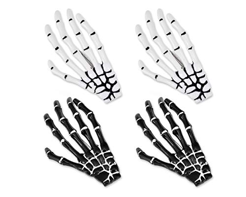 SCSpecial Gothic Haarschmuck 2 Paar Hände Knochen Halloween Haarspangen Skeleton Haar Zubehör für Mädchen - Weiß und Schwarz von SCSpecial