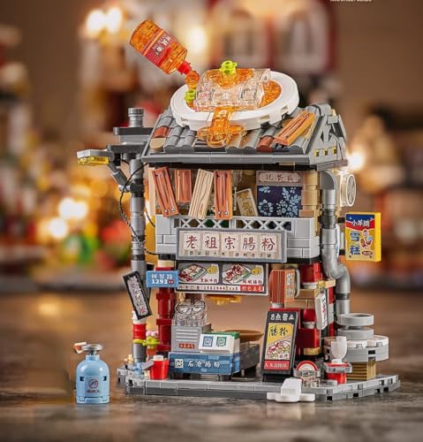 SCTCACR LOZ Mini Street View Bausteine Chinesischer Stil Food Stall Hong Kong Food Store House Ziegel für Kinder Geschenke Home Decor (1293-with Box) von SCTCACR