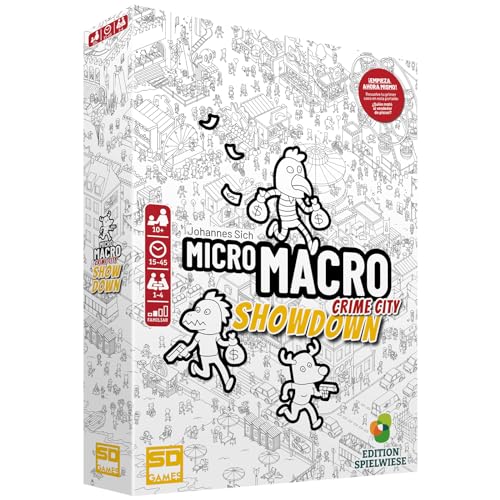 SD GAMES Micro Macro Showdown - Detektivspiel zur Lösung der Verbrechen der Stadt Crime City, 120 Karten mit 16 faszinierenden Fällen, 1-4 Spieler empfohlen ab 10 Jahren von SD Games