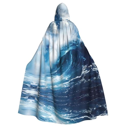 SDEGTHO Big Ocean Wave HD Kapuzenumhang für Erwachsene, Halloween-Hexenkostüm für Damen und Herren, Cosplay-Kostüme von SDEGTHO