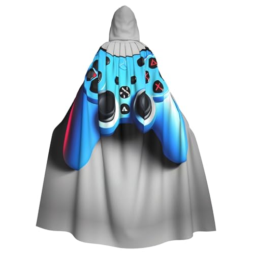 SDEGTHO Blauer Gamecontroller-Umhang mit Kapuze für Erwachsene, Halloween-Hexenkostüm für Männer und Frauen, Cosplay-Kostüme von SDEGTHO