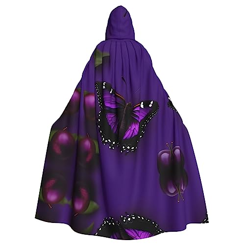 SDEGTHO Ein lila Pflaume Schmetterling Erwachsene Kapuzenumhang Umhang Halloween Hexenkostüm für Damen und Herren Cosplay Kostüme von SDEGTHO