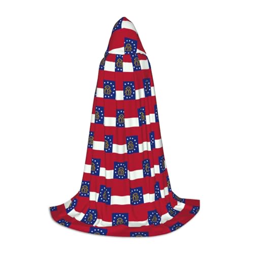 SDEGTHO Georgia State Flag Halloween Hooded Cloak Long Hooded Cloak Carnivals Cloak Costumes Hooded Cape Maskerade von SDEGTHO