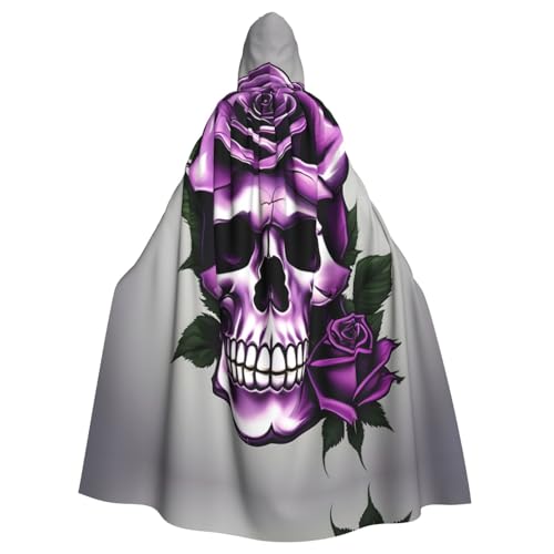 SDEGTHO Lila Rose Totenkopf Erwachsene Kapuzenumhang Umhang Halloween Hexenkostüm für Damen und Herren Cosplay Kostüme von SDEGTHO