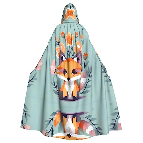 SDEGTHO Niedlicher Fuchs-Blumen-Umhang mit Kapuze für Erwachsene, Halloween-Hexenkostüm für Männer und Frauen, Cosplay-Kostüme von SDEGTHO