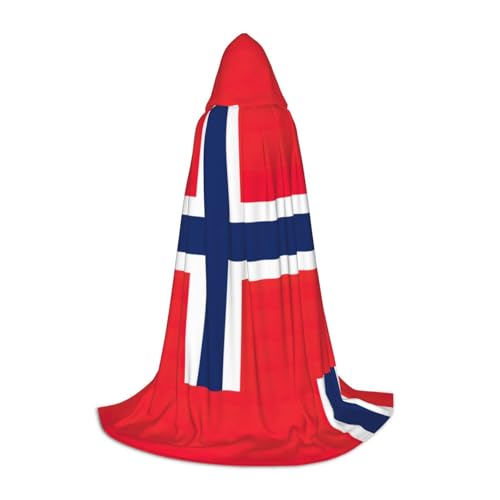 SDEGTHO Norwegische Flagge, Halloween-Kapuzenumhang, langer Kapuzenumhang, Karneval, Umhang, Kostüme, Kapuzenumhang, Maskerade von SDEGTHO