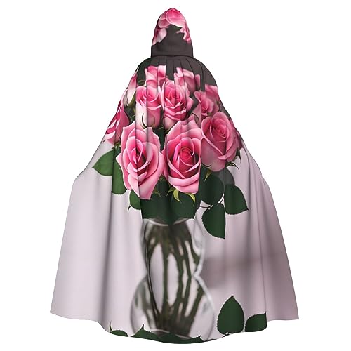 SDEGTHO Roter Rosen-Umhang mit Kapuze, Umhang, Halloween, Hexenkostüm für Damen und Herren, Cosplay-Kostüme von SDEGTHO