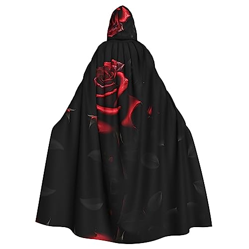 SDEGTHO Roter und Rosen-Umhang mit Kapuze für Erwachsene, Halloween-Hexenkostüm für Damen und Herren, Cosplay-Kostüme von SDEGTHO