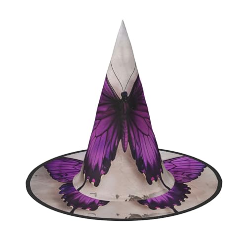 SDEGTHO Spitzkappe Schmetterling lila Hexenhut für Halloween Kostüm Party Weihnachten Maskerade Karneval Cosplay 3 Stück von SDEGTHO