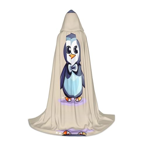 SDEGTHO Süßer Pinguin-Aufdruck, Halloween-Kapuzenumhang, langer Kapuzenumhang, Karnevals-Umhang, Kostüme, Kapuzenumhang, Maskerade von SDEGTHO