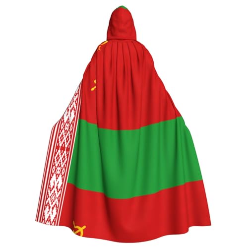 SDEGTHO Umhang mit Kapuze für Erwachsene, Motiv: Flagge von Belarus, Halloween-Hexenkostüm für Damen und Herren von SDEGTHO