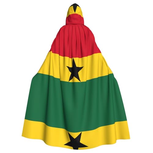 SDEGTHO Umhang mit Kapuze für Erwachsene, Motiv: Flagge von Ghana, Halloween-Hexenkostüm für Damen und Herren von SDEGTHO