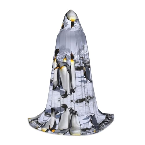 SDFCUMDM Arctic Animals Penguins Print Hooded Cape For Teens For Halloween Cosplay Costumes von SDFCUMDM