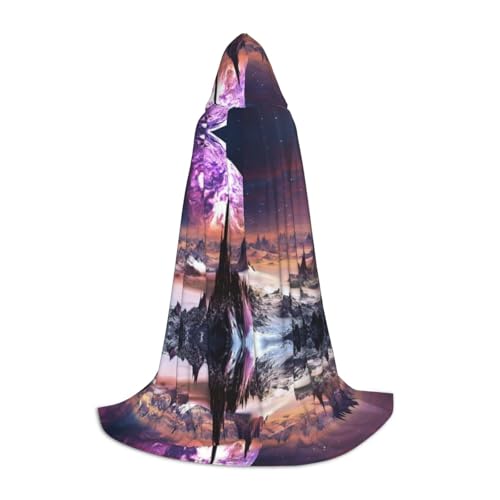 SDFCUMDM Galaxy Stars Hills Print Kapuzenumhang für Teenager für Halloween Cosplay Kostüme von SDFCUMDM