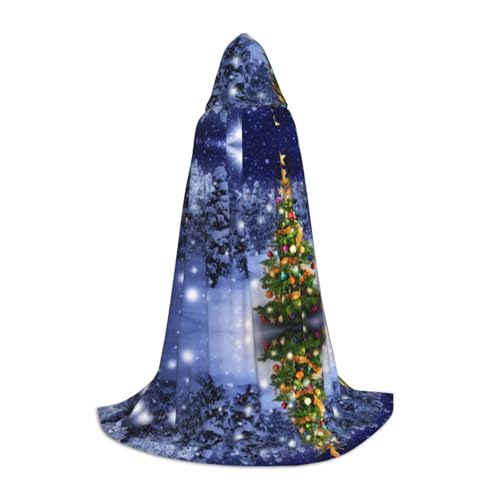 SDFCUMDM Umhang mit Weihnachtsbaum-Aufdruck, mit Kapuze, für Teenager, Halloween, Cosplay-Kostüme von SDFCUMDM