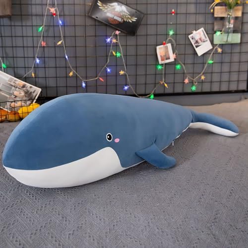 SDFGBNJK Süßes Wal Plüschtier,Wal Plüschtier süße Hai Puppe Umarmung Kissen Kuscheltier Plüsch Puppe Kinder Geburtstagsgeschenk,Blau,140cm von SDFGBNJK