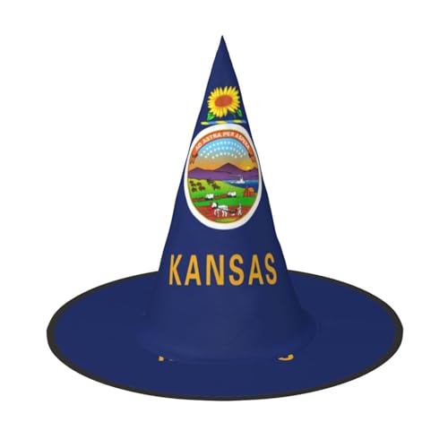 Kansas State Flag Print Party Hut Halloween Karneval Hexen Hüte für Mottopartys Cosplay Urlaub Dekor von SDFHU