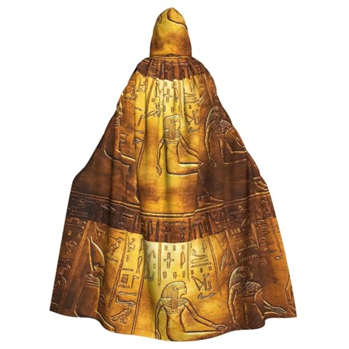 SDFHU Ägypten Hieroglyphen Druck Halloween Kapuzenumhang Erwachsene Stilvoller Umhang für Karneval Mottopartys Cosplays von SDFHU