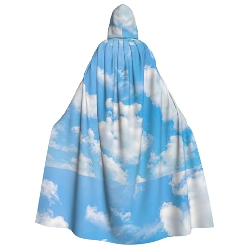 SDFHU Blauer Himmel, weißer Wolkenaufdruck, Kapuzenumhang für alle Unisex Cosplay Kostüm Halloween Dekoration Karneval Supplies von SDFHU