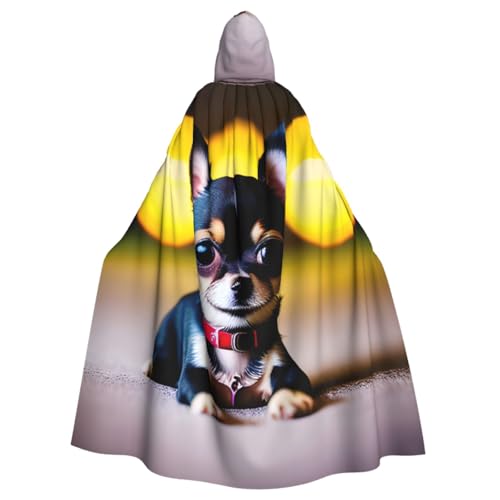 SDFHU Chihuahua-Hunde-Aufdruck, Halloween-Kapuzenumhang für Erwachsene, stilvoller Umhang für Karneval, Mottopartys, Cosplays von SDFHU