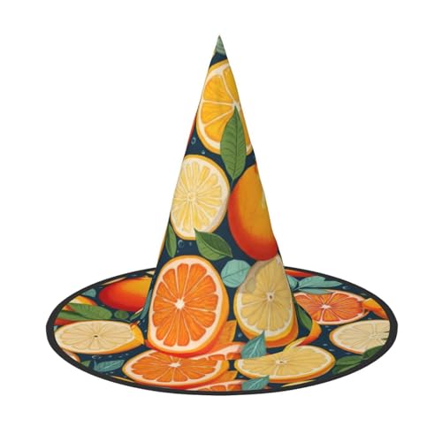 SDFHU Citrus Fruit Pattern Print Party Hut Halloween Karneval Hexen Hüte für Mottopartys Cosplay Urlaub Dekor von SDFHU