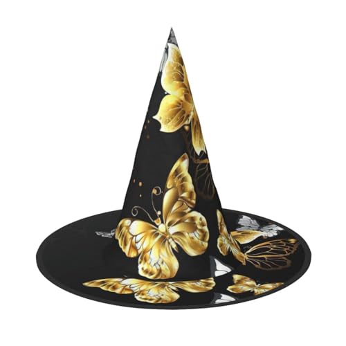 SDFHU Gold Weiß Schmetterlinge Schwarz Druck Party Hut Halloween Karneval Hexen Hüte für Mottopartys Cosplay Urlaub Dekor von SDFHU