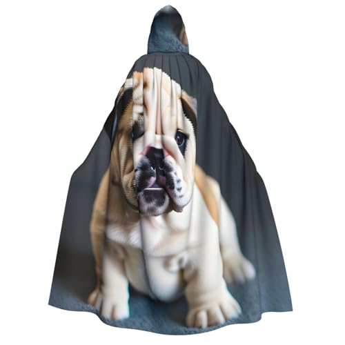 SDFHU Kapuzenumhang mit süßem Bulldoggen-Welpe, für alle Unisex, Cosplay, Kostüm, Halloween, Dekoration, Karnevalszubehör von SDFHU