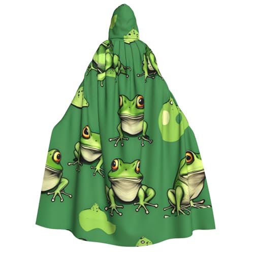 SDFHU Lustiger grüner Frosch-Aufdruck, Kapuzenumhang für alle Unisex Cosplay Kostüm Halloween Dekoration Karneval Supplies von SDFHU