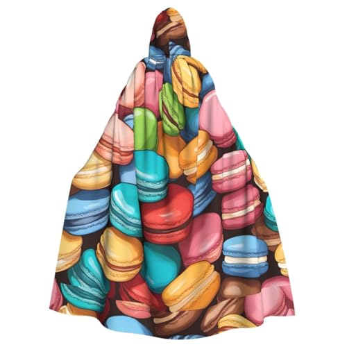 SDFHU Macaron Biscuit Flavored Print Halloween Hooded Cloak Adults Stylish Cape for Carnivals Motto Parties Cosplays von SDFHU