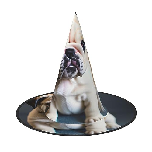 SDFHU Niedliche Bulldoggenwelpe 1 Druck Lustige Halloween-Hüte für Party-Dekorationen – Einzigartige Hexenhüte für Damen und Herren von SDFHU