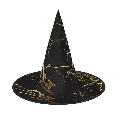 SDFHU Schwarz-goldener Hintergrund Druck Party Hut Halloween Karneval Hexen Hüte für Mottopartys Cosplay Urlaub Dekor von SDFHU