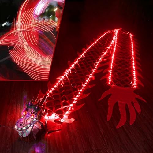 SDFVSDF Tanzband Rotes LED-Drachen-Poi, Traditionelles Fitness-Schleuderband, Drehendes und Schüttelndes Poi mit Drachendesign und Licht, Drachentanzband für Outdoor-Sport(10 m (33 ft)) von SDFVSDF