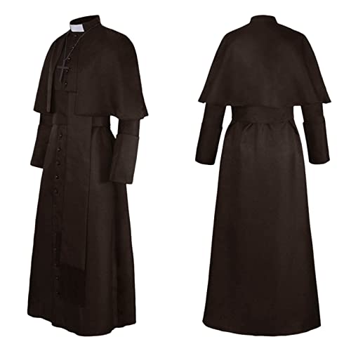 SDGR Halloween Kostüm Herren Cosplay - Priester Kostüm Soutane Mönch Robe mit Cincture Band Gürtel Vintage Mittelalter Kleidung Faschingskostüme Karneval Kostüme Männer Costume von SDGR