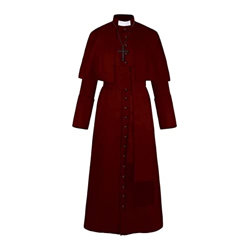 SDGR Halloween Kostüm Herren - Priester Kostüm Soutane Mönch Robe mit Cincture Band Gürtel Vintage Mittelalter Kleidung Cosplay Fasching Karneval Kostüme Männer Costume von SDGR