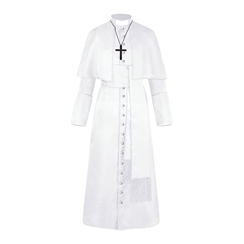 SDGR Halloween Kostüm Herren - Priester Kostüm Soutane Mönch Robe mit Cincture Band Gürtel Vintage Mittelalter Kleidung Cosplay Fasching Karneval Kostüme Männer Costume von SDGR