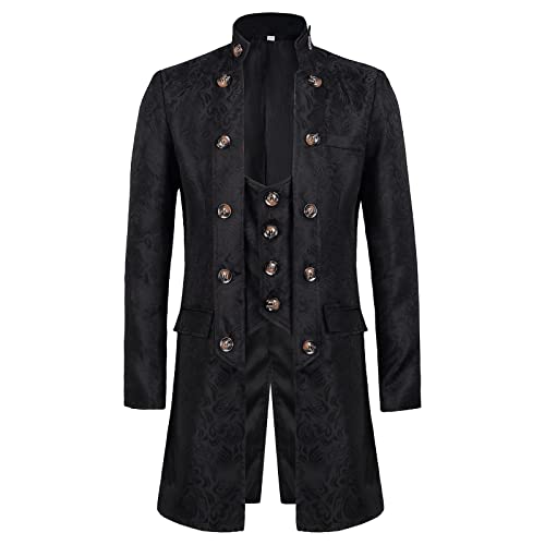 SDGR Steampunk Frack Mantel Herren - Mittelalter Kleidung Herren Gothic Gehrock Jacke Vintage Smoking Renaissance Viktorianisch Uniform Anzug Fasching Cosplay Karneval Halloween Kostüm Männer Costume von SDGR