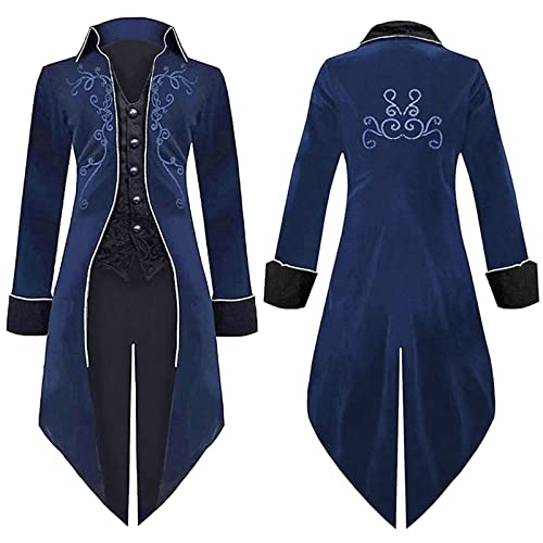 SDGR Steampunk Herren Mantel Frack - Gothic Jacke Gehrock Herren mit Stickerei Mittelalter Kleidung Viktorianisch Smoking Renaissance Uniform Faschingskostüme Männer Cosplay Karneval Halloween Kostüm von SDGR