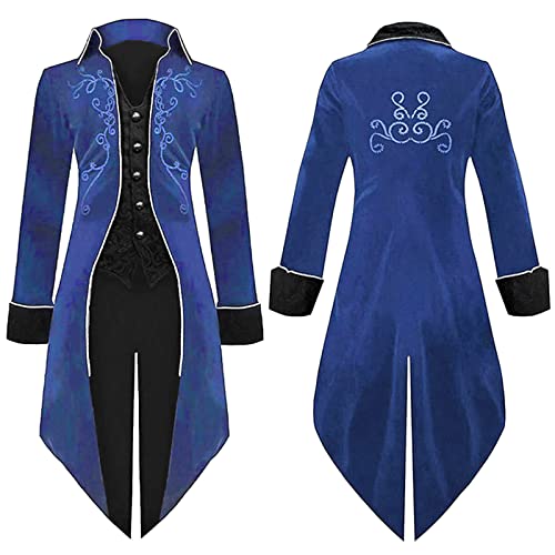 SDGR Steampunk Herren Mantel Frack - Gothic Jacke Gehrock Herren mit Stickerei Mittelalter Kleidung Viktorianisch Smoking Renaissance Uniform Faschingskostüme Männer Cosplay Karneval Halloween Kostüm von SDGR