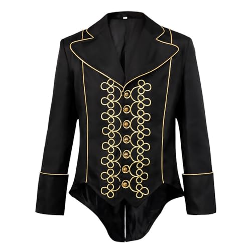 Steampunk Herren Frack Mantel Kurz - Mittelalter Kleidung Herren Gothic Gehrock Jacke Retro Smoking Renaissance Viktorianisch Uniform Faschingskostüme Karneval Halloween Kostüm Männer Cosplay Costume von SDGR