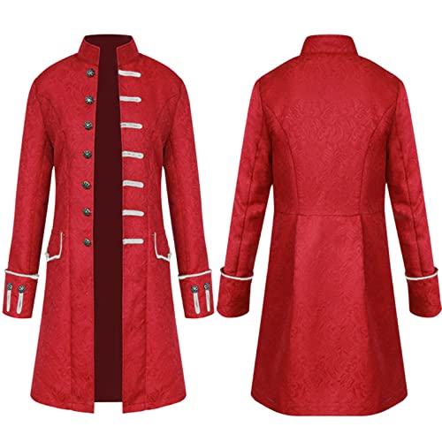 Steampunk Herren Mittelalter Kleidung - Gothic Mantel Herren Jacke Gehrock Vintage Halloween Kostüm Viktorianische Smoking Piratenkostüm Uniform Faschingskostüme Männer Karneval Cosplay Verkleidung von SDGR