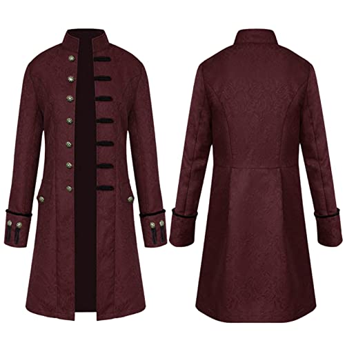 Steampunk Herren Mittelalter Kleidung - Gothic Mantel Herren Jacke Gehrock Vintage Halloween Kostüm Viktorianische Smoking Piratenkostüm Uniform Faschingskostüme Männer Karneval Cosplay Verkleidung von SDGR