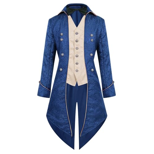 Steampunk Herren Mittelalter Kostüm - Gothic Frack Mantel Herren Vintage Jacke Gehrock Stickerei Viktorianische Smoking Uniform Faschingskostüme Männer Karneval Halloween Kostüm Cosplay Verkleidung von SDGR