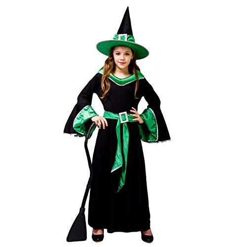 SEA HARE Halloween Girl's Glamour Hexenkleid (Grün, L :10-12 Jahre) von SEA HARE