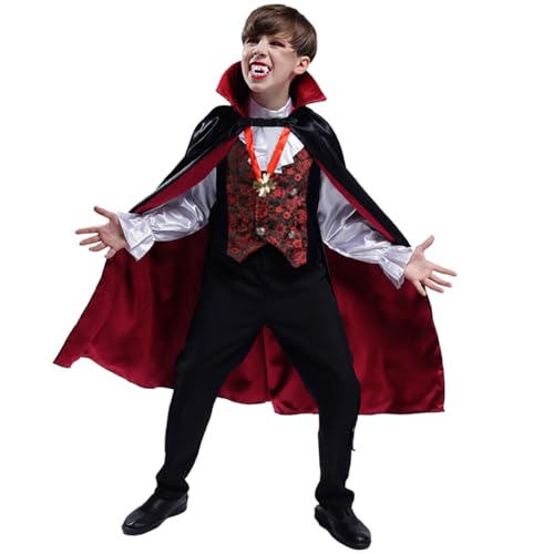 SEA HARE Jungen Halloween Gotischer Vampir Kostüm (L:10-12Jahre) von SEA HARE