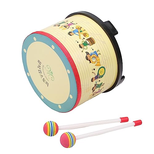 Holz 8 Zoll Kinder Boden Trommel Kunststoff Kopf Holz Körper Niedliches Muster Percussion Musik Instrument mit Trommel Stock Entwickeln Rhythm Sense Gummi Füße von SEAFRONT