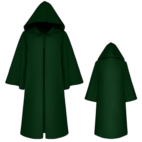 Halloween Vampir Kostüm Umhang Kapuzenumhan Vampir Umhang mit Kapuze Sensenmann Cape Gewand Karneval Fasching Mittelalter Umhang Cape Grün XL von SEAUR